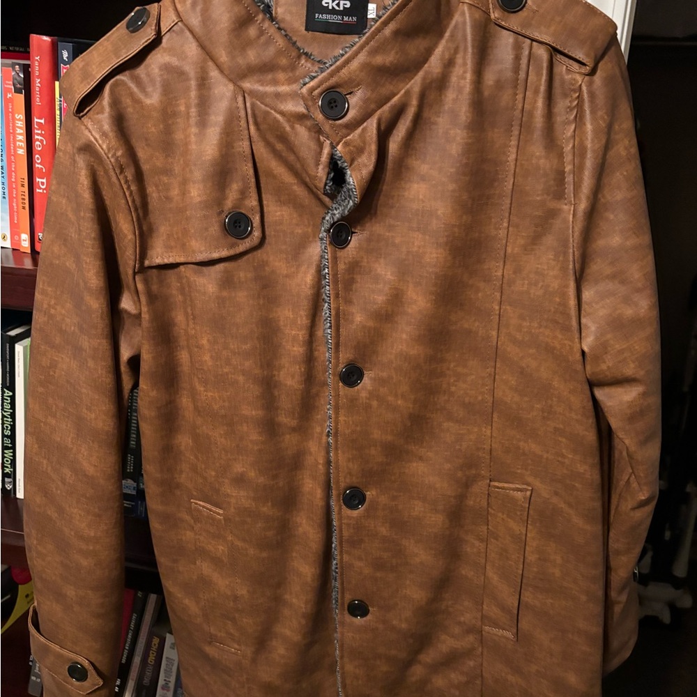 Men's Brown Faux Leather Jacket